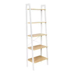 Honey-Can-Do 5 Tier Shelf: White Ladder Bookshelf Steel Frame 67.7" Height 50 lb Capacity Veneer Finish