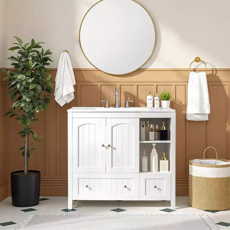 Meuble-lavabo de salle de bain blanc