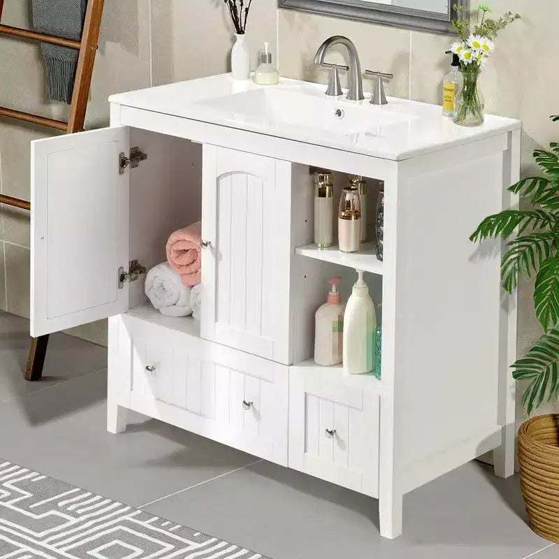 Meuble-lavabo de salle de bain blanc