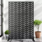 MAYEERTY Outdoor and Indoor Privacy Screen Galvanized Steel Screen Freestanding Decorative Privacy Screen Black