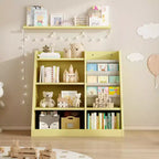 Okak 35in Kids Bookshelf Small Bookshelf with 4 Shelves Ladder Shelf for Kids Room Living Room Playroom Yellow