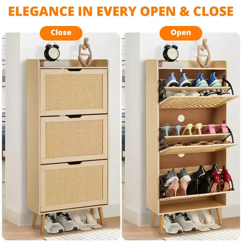 Meuble à chaussures étroit à 3 niveaux