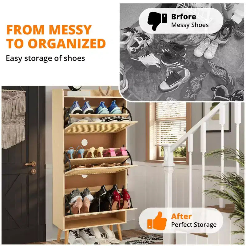Meuble à chaussures étroit à 3 niveaux