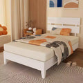 Karl Home Solid Wood Platform Bed Frame Twin Bed Frame with Headboard Included Mid Century Modern Bed White