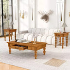 Table basse en bois massif style vintage