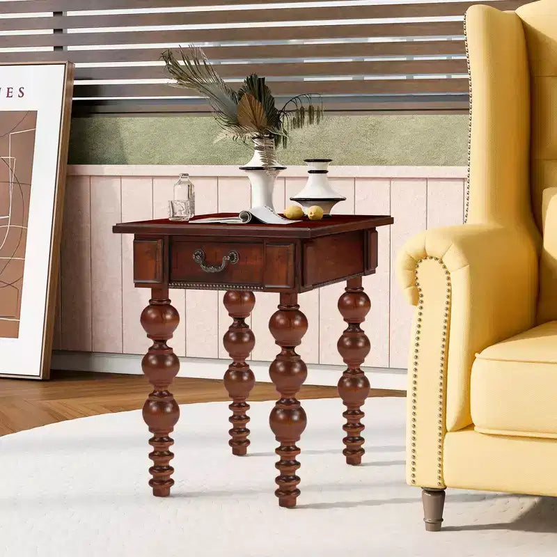 Table basse en bois massif style vintage
