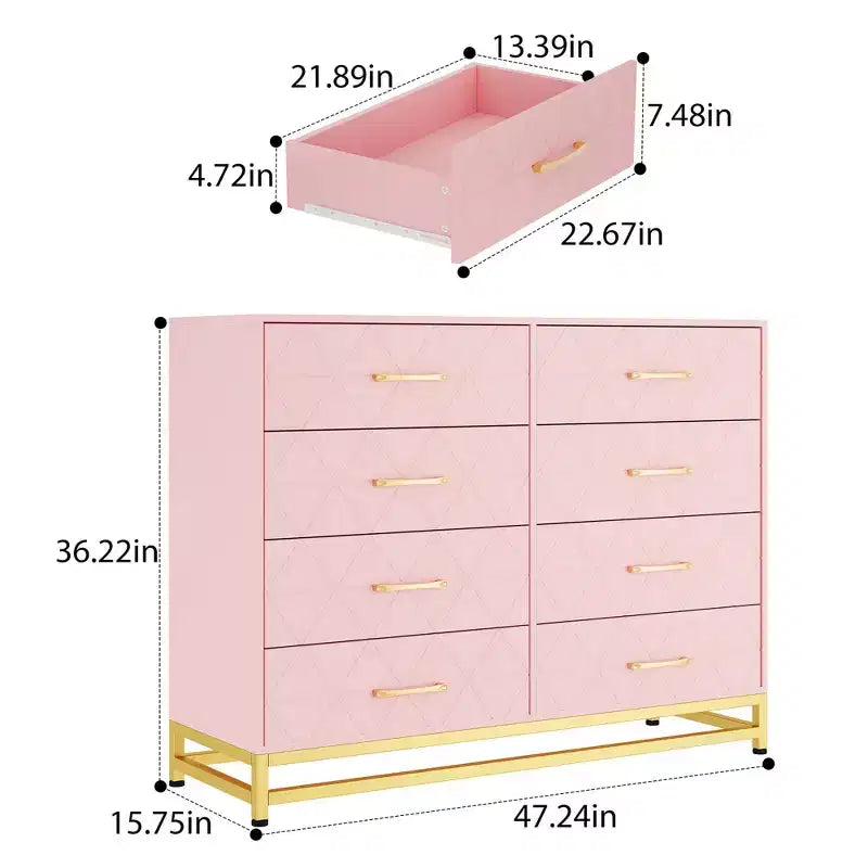 Commode haute avec plateau en bois