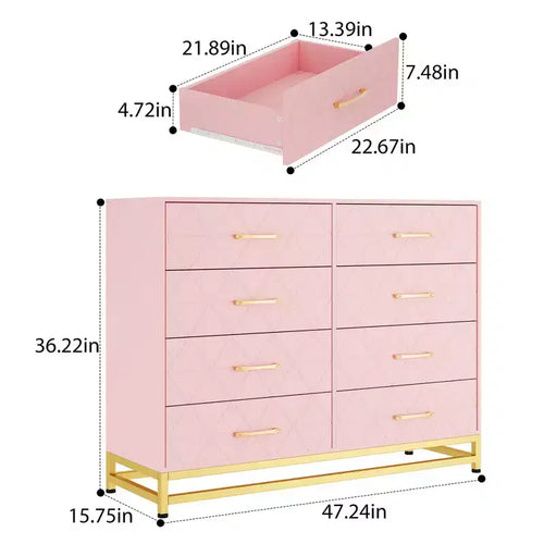 Commode haute avec plateau en bois