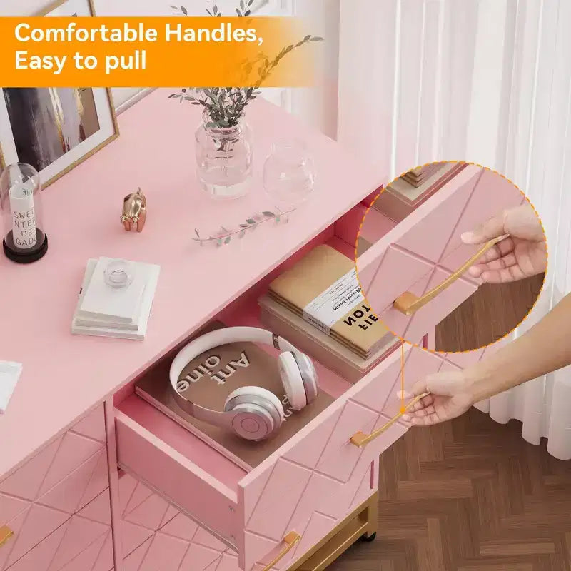 Commode haute avec plateau en bois