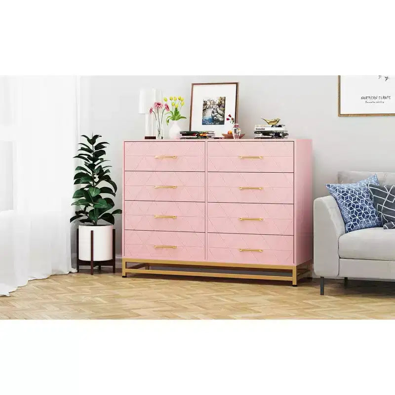 Commode haute avec plateau en bois