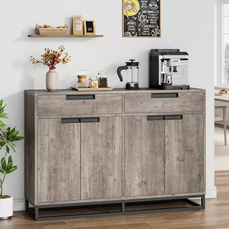 2 Drawers and 4 Doors Sideboard Buffet CabinetCoffee Bar Buffet Table for Kitchen