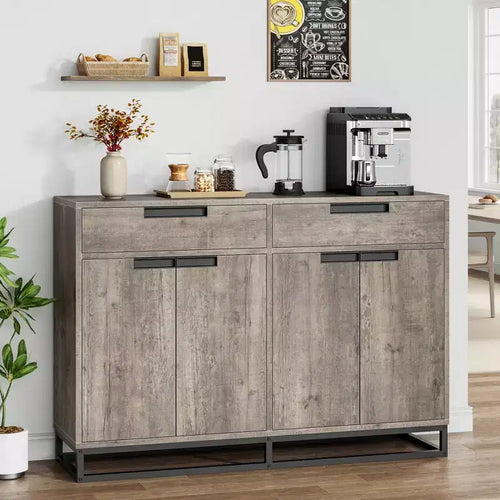 2 Drawers and 4 Doors Sideboard Buffet CabinetCoffee Bar Buffet Table for Kitchen