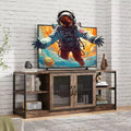 TV Stand for 65+ Inch TV Industrial Entertainment Center TV Media Console Table Farmhouse TV Stand with Storage Mesh Door and Shelves TV Console