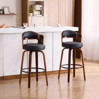 FERPIT 26 Faux Leather Swivel Counter Bar Stools with Bentwood Legs Set of 2
