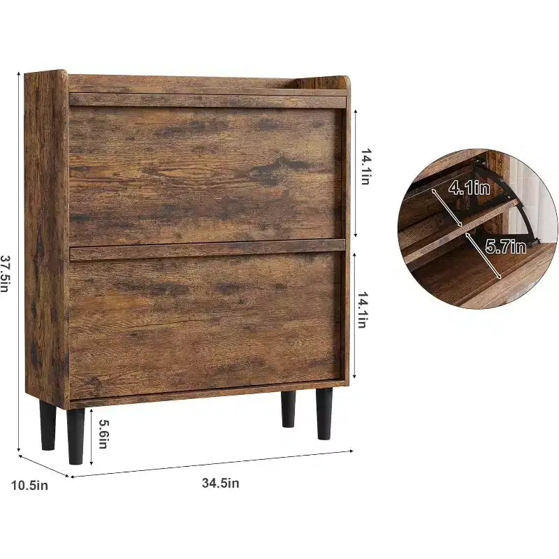 Meuble à chaussures avec tiroirs basculants en bois caché