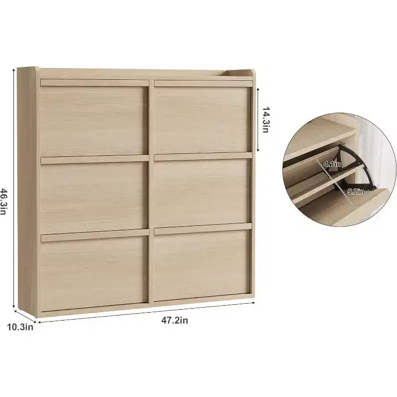 Meuble à chaussures avec tiroirs basculants en bois caché