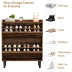 Meuble à chaussures avec tiroirs basculants en bois caché
