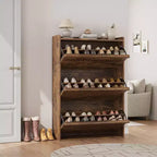 Meuble à chaussures avec tiroirs basculants en bois caché