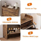 Meuble à chaussures avec tiroirs basculants en bois caché