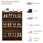 Meuble à chaussures avec tiroirs basculants en bois caché