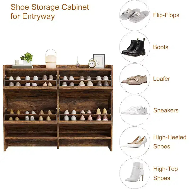 Meuble à chaussures avec tiroirs basculants en bois caché