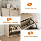 Meuble à chaussures avec tiroirs basculants en bois caché