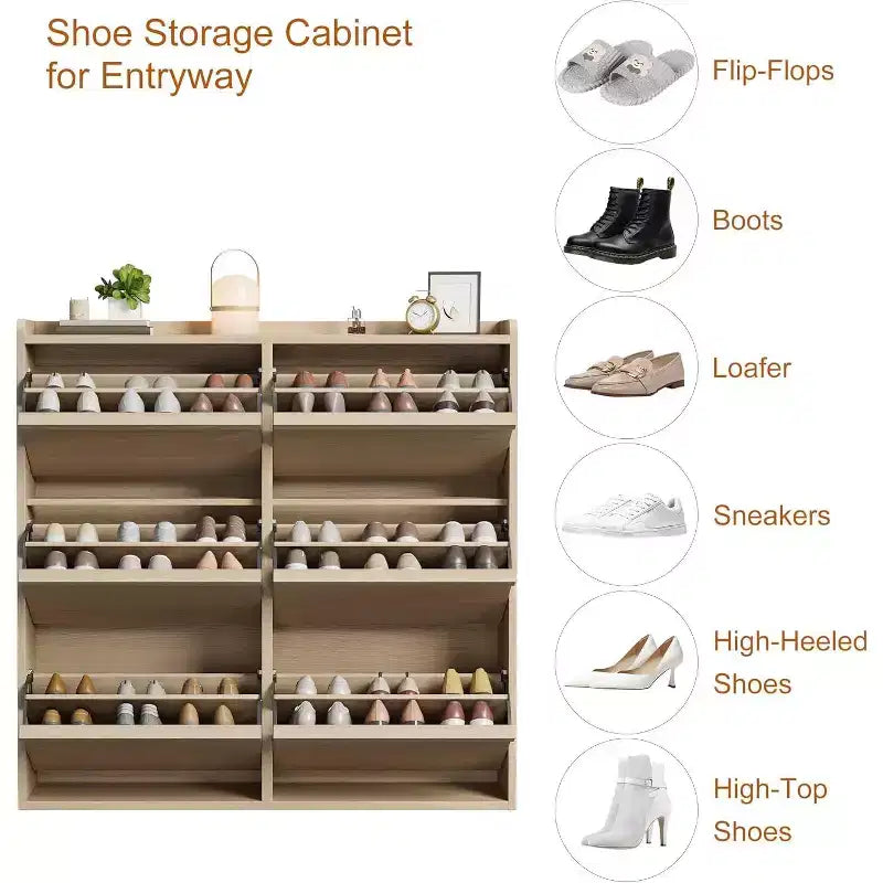 Meuble à chaussures avec tiroirs basculants en bois caché