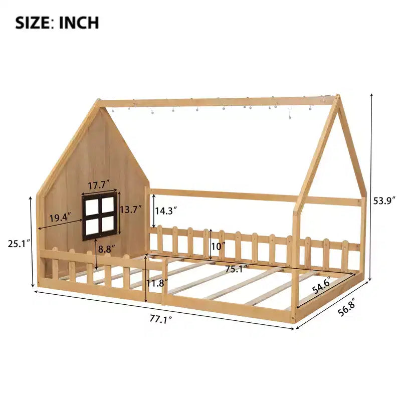 Lit au sol pour enfants en bois