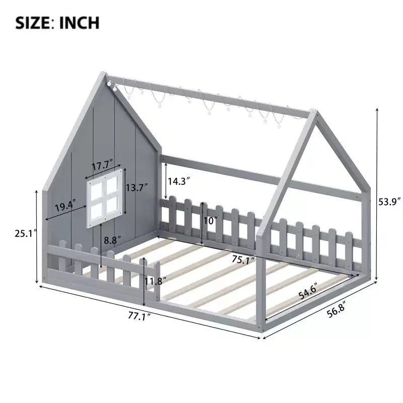 Lit au sol pour enfants en bois