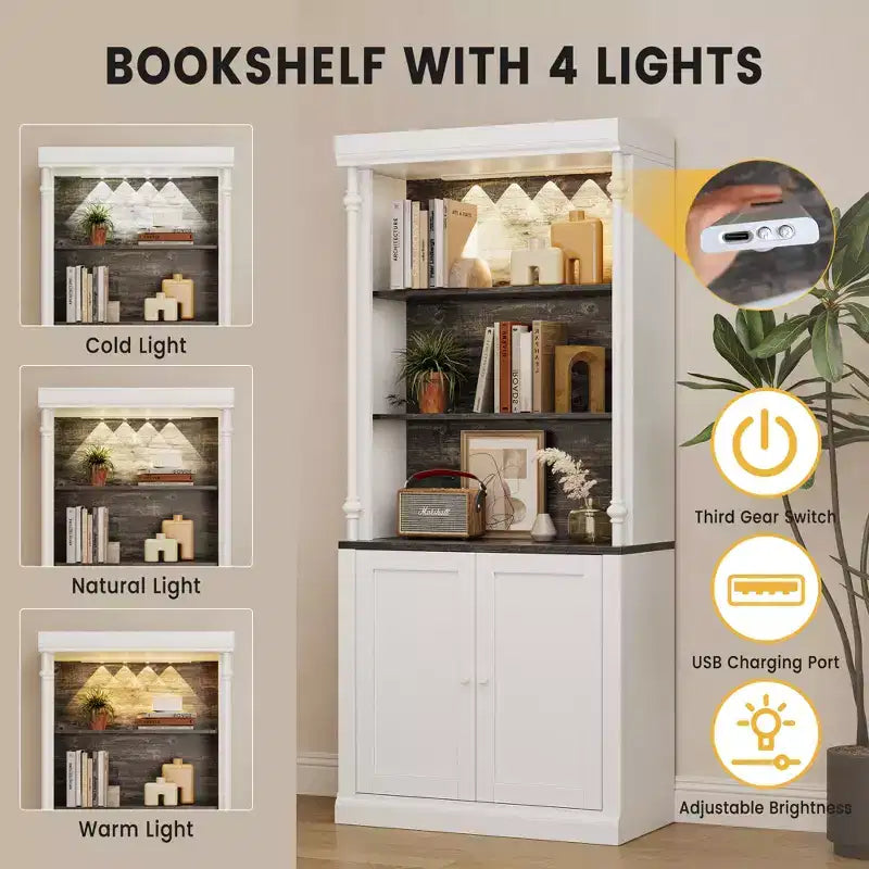 Armoire de cuisine avec éclairage LED et huche de rangement haute