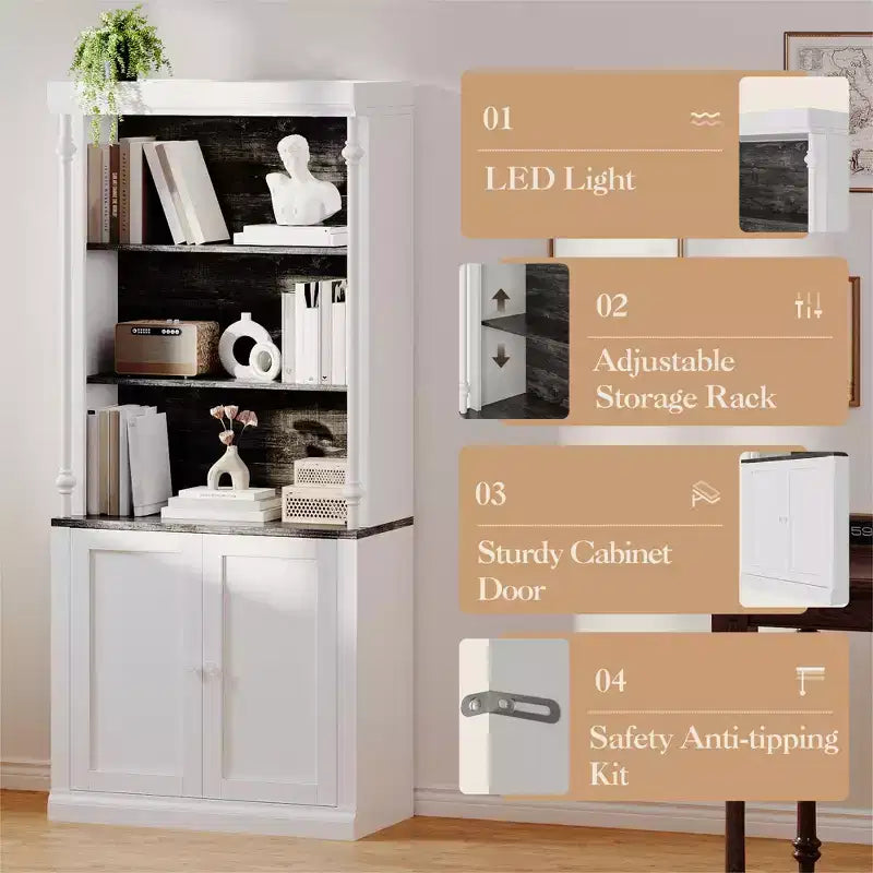 Armoire de cuisine avec éclairage LED et huche de rangement haute