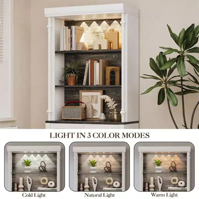 Armoire de cuisine avec éclairage LED et huche de rangement haute