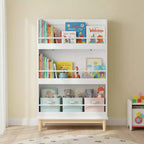 Homy Casa Wall-Mounted Kids Bookshelf with Front-Facing Display Shelves White