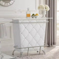 Royal Hampton Style Leatherette Padded Bar Table With Button Tufting White