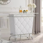 Royal Hampton Style Leatherette Padded Bar Table With Button Tufting White