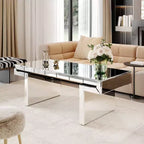 Table basse rectangulaire avec miroir