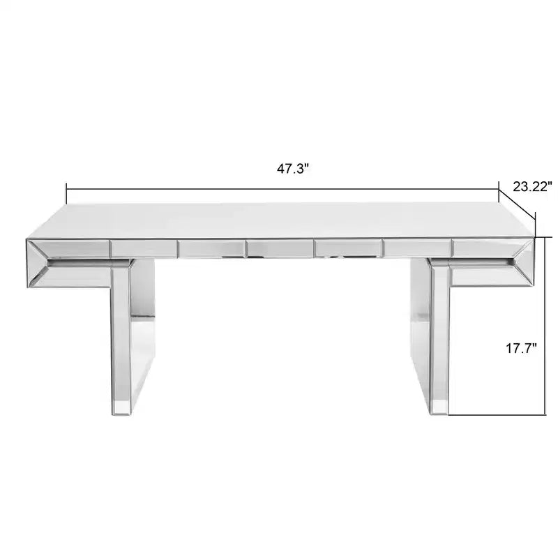 Table basse rectangulaire avec miroir
