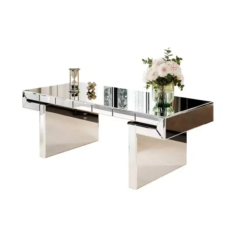 Table basse rectangulaire avec miroir