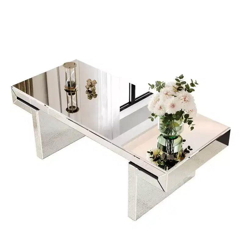 Table basse rectangulaire avec miroir