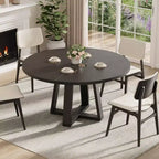Round Dining Table for 4-6 47 Circle Dining Room Table with Sturdy Cross Base Farmhouse Wood Dining Table for Apartment Kitchen Living Room