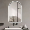 28 x 48 inch Multifunctional Arched LED Bathroom Vanity Mirrors with Three Color Temperatures for over Sink Black Frame