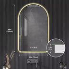 Miroirs de salle de bain LED multifonctionnels et arqués