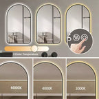Miroirs de salle de bain LED multifonctionnels et arqués
