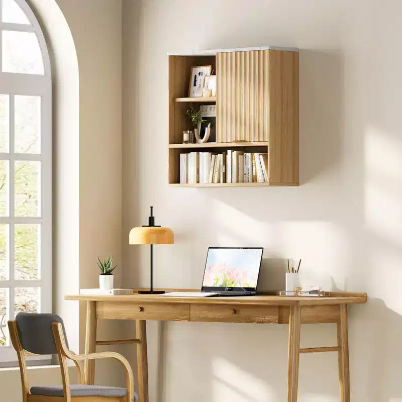 Meuble haut cannelé moderne avec porte coulissante