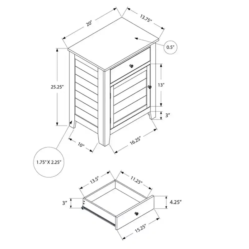 Table de chevet transitionnelle