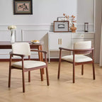 Set of 2 Retro PU Upholstered Dining Chairs with Solid Wood Frame Accent Armchairs for Dining Room or Living Room-Panipeachy