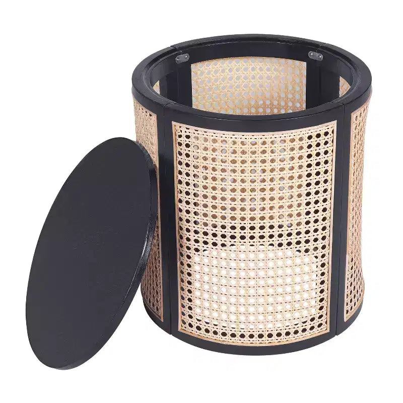 Table d'appoint ronde en rotin