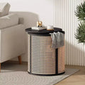Table d'appoint ronde en rotin