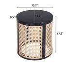 Table d'appoint ronde en rotin