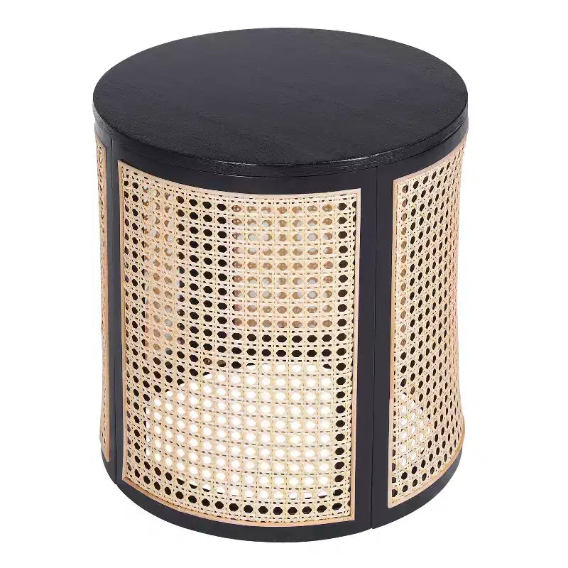 Table d'appoint ronde en rotin